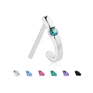 925 Sterling Silver Nose Hugger Stud Ring Single CZ - Choose Your Style - Picture 1 of 7