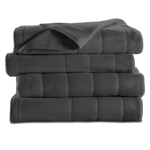 Sunbeam Quilted Fleece Electric Heated Warming Blanket Twin Slate Gray Lc12