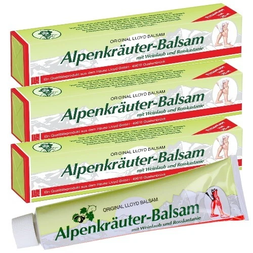 Alpenkräuter Balsam Creme mit Rote Weinlaub Rosskastanie Emulsion Lloyd 200ml 3x