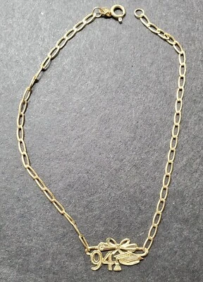 Класс 94 14k желтое золото скрепка обочины ссылка цепочка браслет 7» выпуск 1994 - Изображение 1 из 4