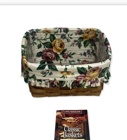 VTG Longaberger Recipe Basket Rose Liner and Protector 1997 Cover