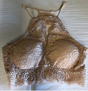 Lace Bralette With Cutout & Racerback Tan One Size - Picture 1 of 6