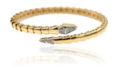 Brazalete enchapado en oro 18k 925 plata pura mujer joyería regalo serpiente flexible Foto 1 de 4