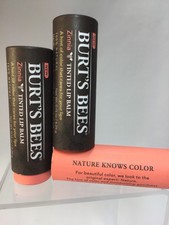 (2) New Zinnia Burt's Bees Tinted Lip Balm 0.15 Ounce Lip Gloss Treatment