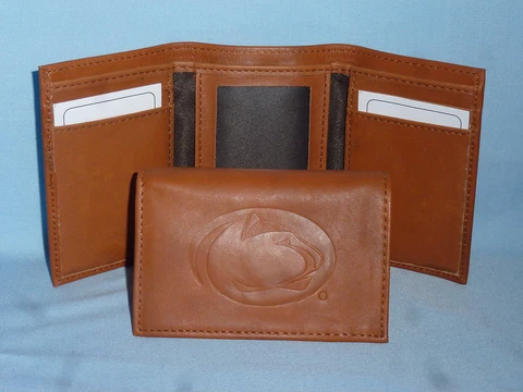 PENN STATE NITTANY LIONS   Leather TriFold Wallet    NEW    brown 2 Cover