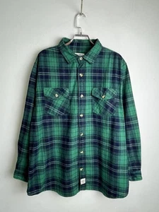 Eddie Bauer Workwear Heavy Flannel Plaid Shirt Green Navy Foreman Fit Size XL - Bild 1 von 11