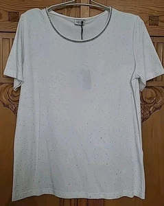 LIU JO T-Shirt Damen Kurzarm Weiß mit Strass Gr. M Baumwolle Neu - Bild 1 von 8