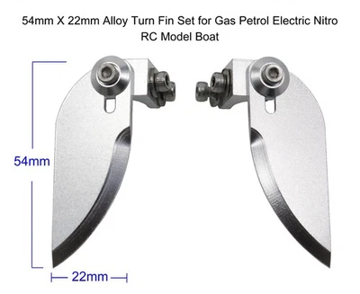 54mmX22mm Alloy Turn Fin Set for Small Electric Nitro Gas Petrol RC Model Boat - Image 1 of 4