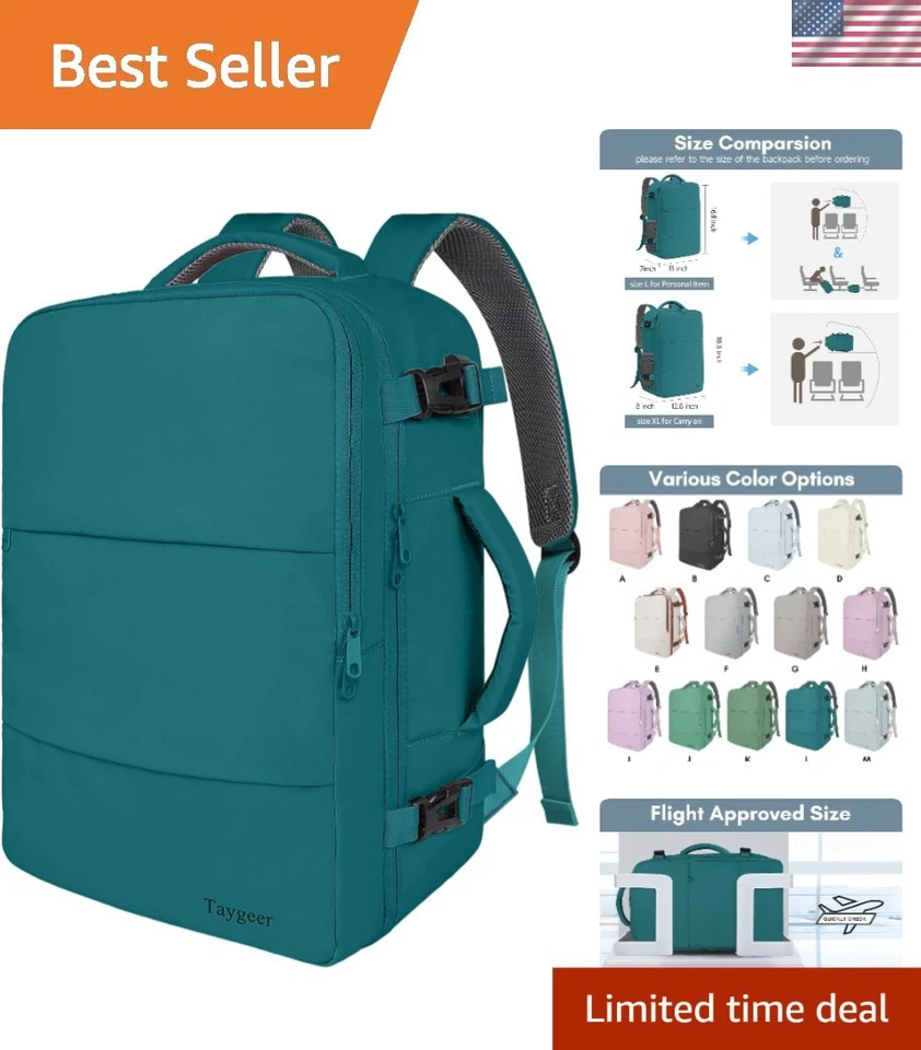 孔雀蓝色笔记本电脑背包 35L - 完美旅行伴侣带 USB 端口 — 第 1/4 张图片