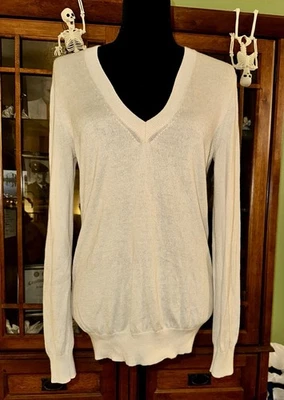 Suéter Moda International Seda Cachemira Cuello en V Talla M Clásico Tejido Minimalista Top Foto 1 de 4