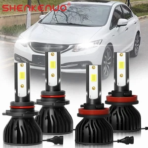 4x LED Headlight Hi-Low Beam Fog Light Bulbs Fit Honda Civic 2006-2015 Combo - Picture 1 of 11
