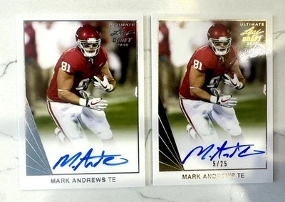 (2) 2018 Leaf Draft MARK ANDREWS #/25 SSP Gold RC + Rookie Auto🔥Oklahoma Ravens - Image 1 of 2