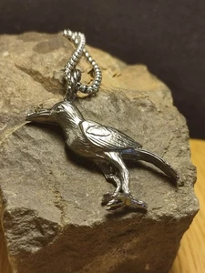 Wikinger Rabe interresante Rückseite = Toter Rabe XD Halskette in Silber Grau - Bild 1 von 6