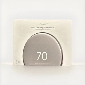 Google Nest Learning Thermostat 4th Gen+ Sensor GA05551-US POLISHED Silver - Picture 1 of 5