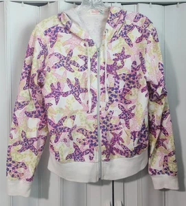 Sun Bay Petite Front Zip Women's Purple & Green Starfish Hooded Jacket Size PM - Picture 1 of 4