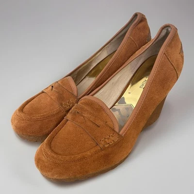 Mocasín Michael Kors para mujer 10 marrón gamuza cuña plataforma Rory Penny Y2K Foto 1 de 4