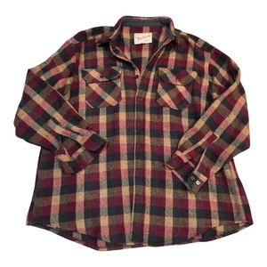 Vintage Woolrich Men's 2XL Wool Shirt USA Brown Plaid 1990s - Picture 1 of 3