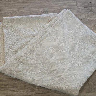 Colcha Queen Vintage 100% Algodón Blanco Crema 99" x 88” Acolchada Hoja Foto 1 de 4