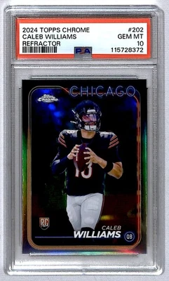 Caleb Williams 2024 Topps Chrome Refractor Rookie #202 PSA 10 Chicago Bears - Image 1 of 2