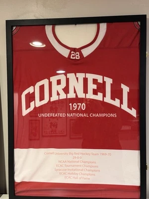 Framed Cornell University Commemorative 1970 National Title Hockey Jersey - Image 1 of 4
