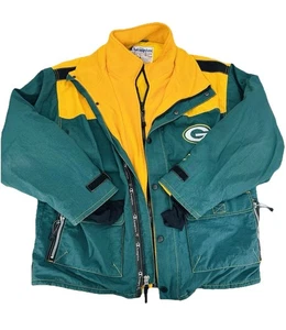 Vintage 90s Champion NFL Greenbay Packers Jacke Parka Hideaway Hoodie Gr. XL - Bild 1 von 11