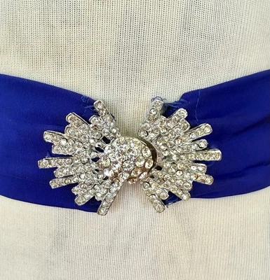 Hebilla de cinturón de vestir vintage Art Deco con estrás años 30 1940 Sun Burst 2 piezas Foto 1 de 4