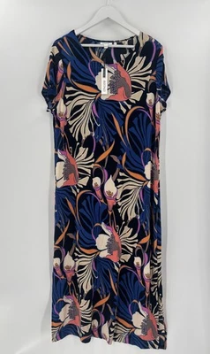 Nuevo con etiquetas Maxi Vestido Chicos Lily Para Mujer XL Azul Tropical Floral Elástico Abertura Lateral Foto 1 de 4