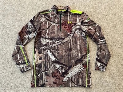 Mens Under Armour Coldgear Fitted Mossy Oak Break Up Camo Zip Pullover Large - Image 1 of 4