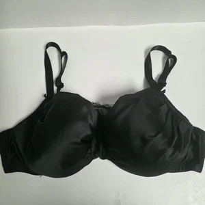 Cacique Black Satin Ruched Padded Underwire Womens 42B Bra - Picture 1 of 14