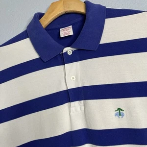 Brooks Brothers Mens Performance Polo 100% Cotton Blue White Striped Golf Size L - Picture 1 of 8