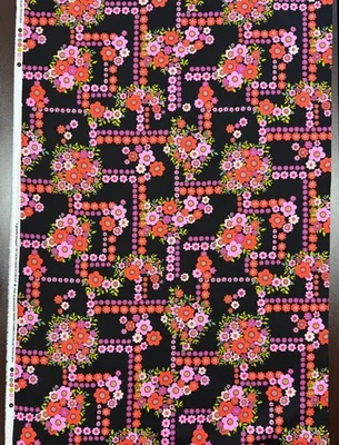 Alexander Henry A GHASTLIE BOUQUET Black Quilting Cotton Fabric BTY RETIRED - Image 1 of 2
