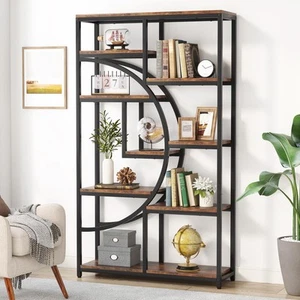 Bookshelf, Industrial 5 Tier Etagere Bookcase, Freestanding Tall Bookshelves ... - Picture 1 of 9