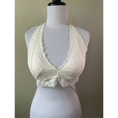 Gilly Hicks Cream Lace Halter Bralette - Elegant Sexy Lingerie Top - Image 1 of 4