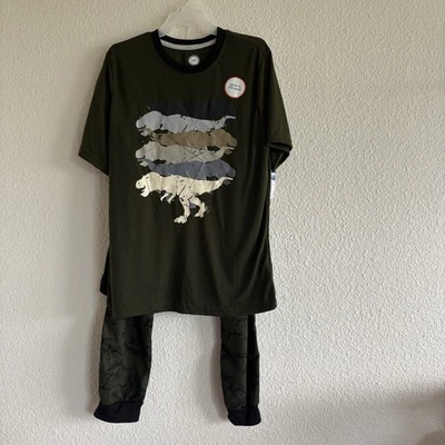 Wonder Nation зарево в темноте мальчиков Pjs Sz XL 14/16 Dino рубашка шорты брюки новый с Ярлыками - Изображение 1 из 4