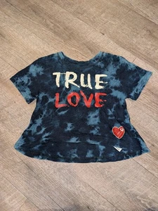 True Religion Damen-T-Shirt Acid Wash "True Love" Y2K Hipster Grafik Größe 3T - Bild 1 von 5