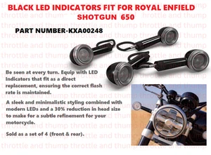 BLACK LED INDICATORS FIT FOR ROYAL ENFIELD SHOTGUN 650 - Picture 1 of 6