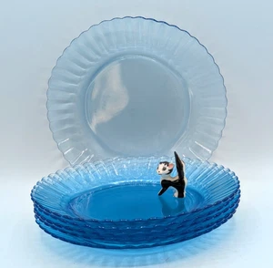 Juego de 6 platos de almuerzo acanalados festoneados vintage Fortecrisa AZUL HIELO México 7" - Imagen 1 de 7