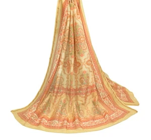 Sushila Vintage Cream BRANDED Dupatta 100%Pure Cotton Floral Printed Long Stole - Picture 1 of 9