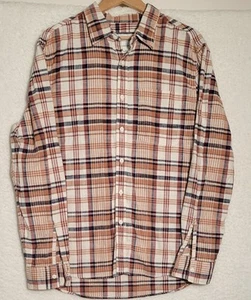 American Eagle Men's Size L Shirt Flannel Plaid Blue Brown Soft Long Sleeve 0380 - Picture 1 of 10