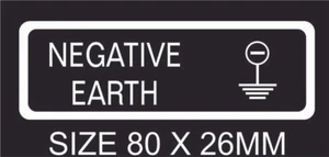 Negative Earth Decal Sticker black for vehicles, classic car 4 x 4 80 x 26mm - Picture 1 of 1