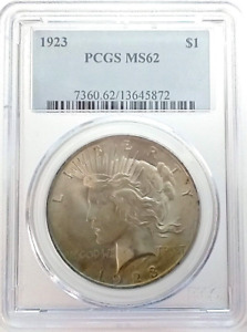 1923 Peace Dollar $1 ~ 90% Silver ~ PCGS MS62 [K1]