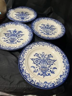 Cercapa cerámica grande azul y blanco juego de 4 platos decorativos 11 pulgadas Foto 1 de 4
