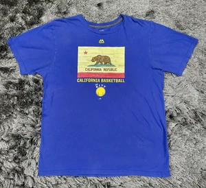 Majestic Golden State Warriors T-Shirt Uomo Grande Blu California Basket Difetto - Foto 1 di 13
