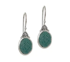 QVC Artisan Crafted .925 Sterling Carved Turquoise Earrings Brand New - Picture 1 of 3