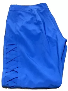 Womens Solid Royal Blue Open Criss Cross Design Pants Jrs Small - Picture 1 of 8