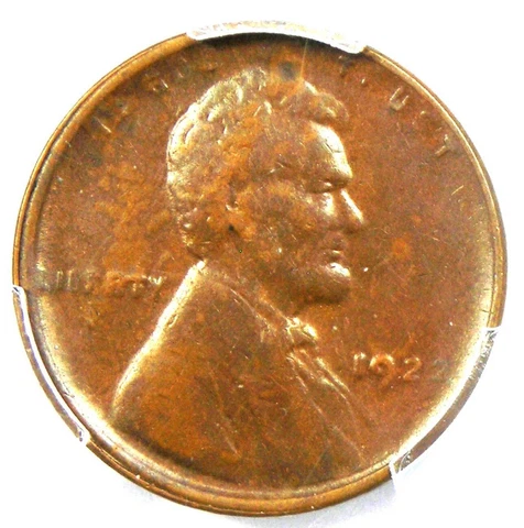 1922 No D "Plain" Lincoln Wheat Cent Penny 1C Weak Reverse - Certified PCGS AU55 Cover
