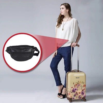 New Black Leather Waist Fanny Pack Belt Bag Pouch Travel Hip Purse Men  - Изображение 1 из 4