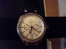 Fossil Carissa Women's Rose Gold & Silver Analog Quartz Watch Bq1435 New Bat