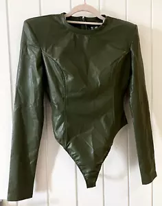 ADIDAS x IVY PARK | Olive Green Faux Leather Bodysuit & Skirt Set | Size M - Picture 1 of 15