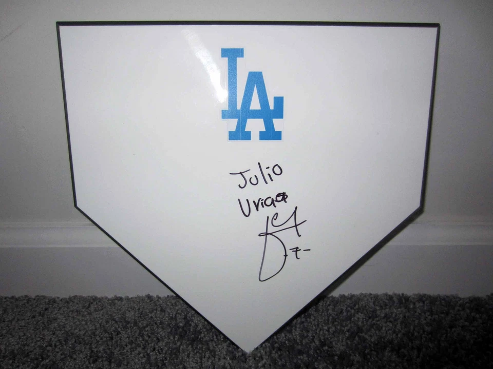 JULIO URIAS Pitcher Los Angeles Dodgers SIGNED Home Plate Base w/ COA - Image 1 of 2